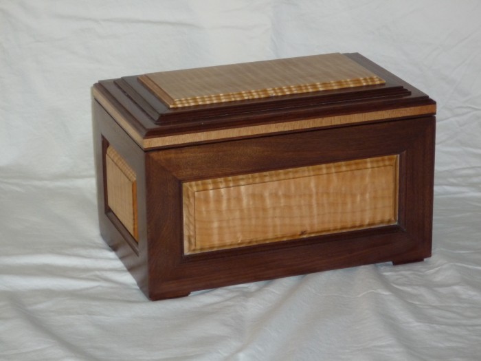 photo of a sjJewelry box made of walnut and tiger maple