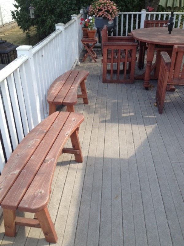 photo of wooden benches