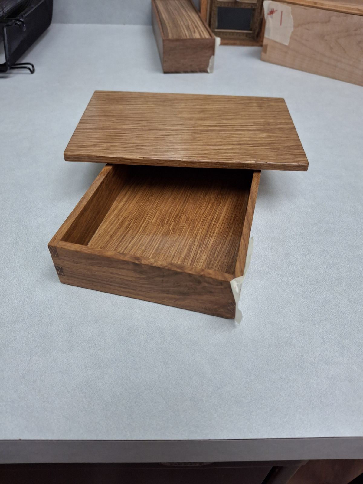 Small keep ssake box made of quarter sawn oak