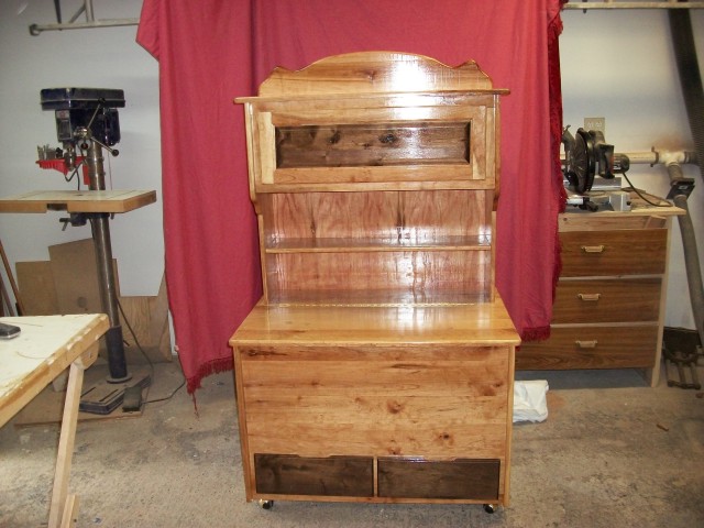 photo of a toy box with a hutch 